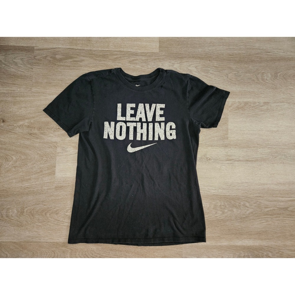 Nike Leave Nothing Graphic T-Shirt Mens Small Black Athletic Cut Swoosh Tee